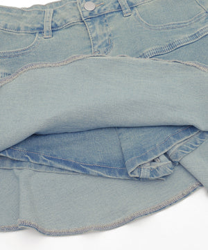 ティアードデニムミニスカパン