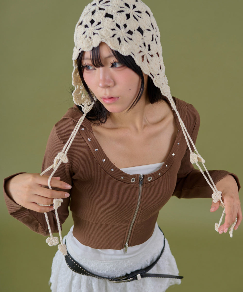 トップス enjoy カーシーカシマ ENJOY 半袖ブラウス TRICOT STRIPE KNIT グレー