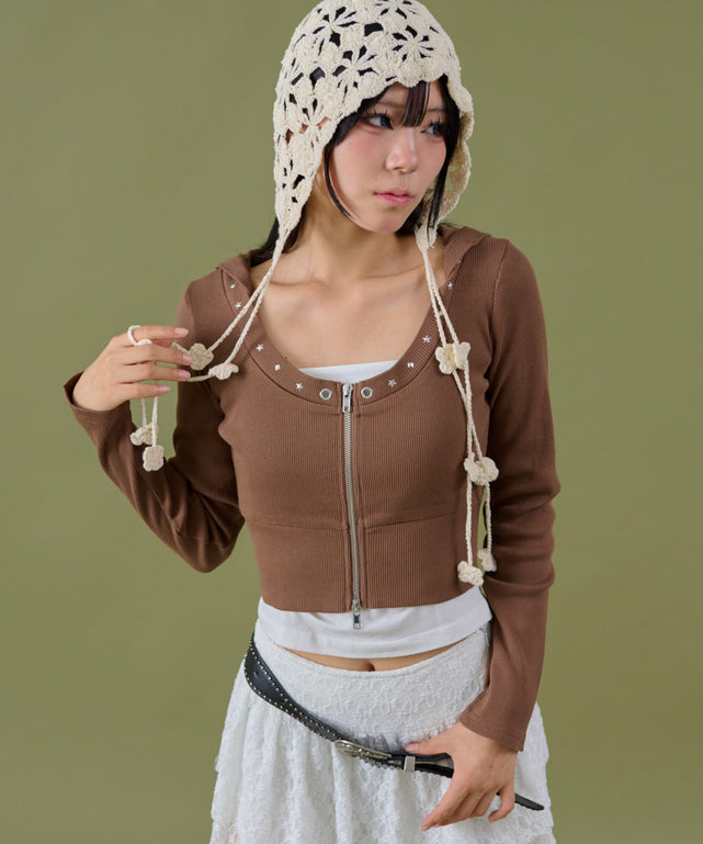 トップス enjoy カーシーカシマ ENJOY 半袖ブラウス TRICOT STRIPE KNIT グレー