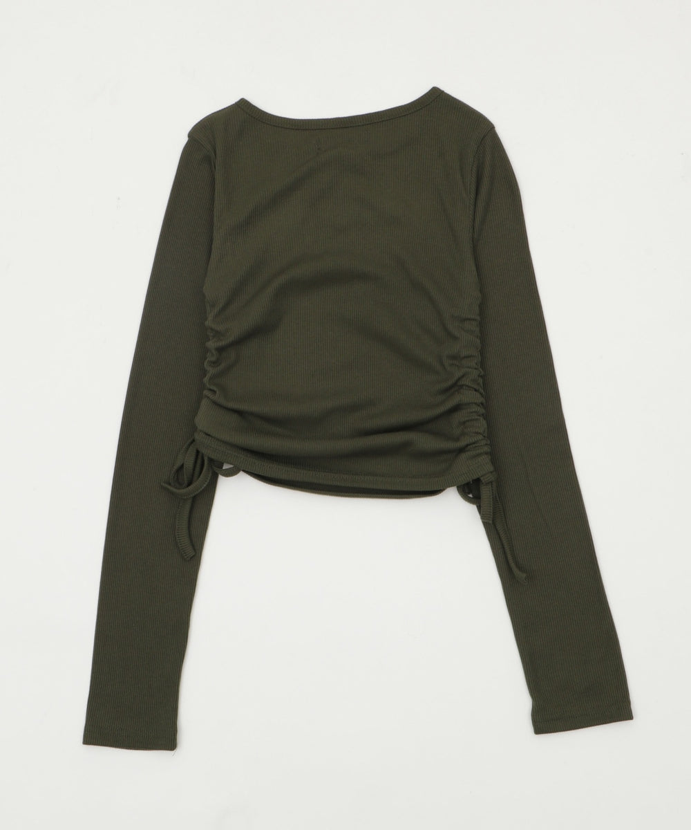 サイドギャザーヘンリーネックロゴTOP