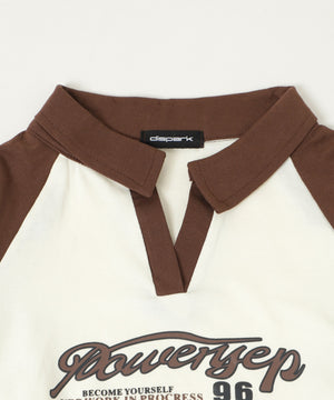 サイドギャザーバイカラーロゴトップ