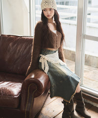 シャギーショートニットカーデ