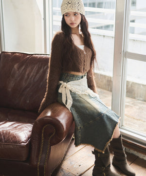 シャギーショートニットカーデ