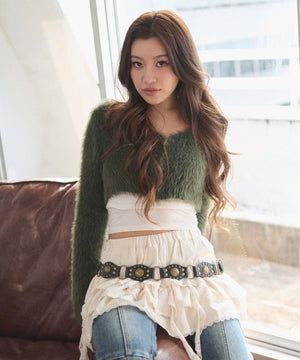 シャギーショートニットカーデ