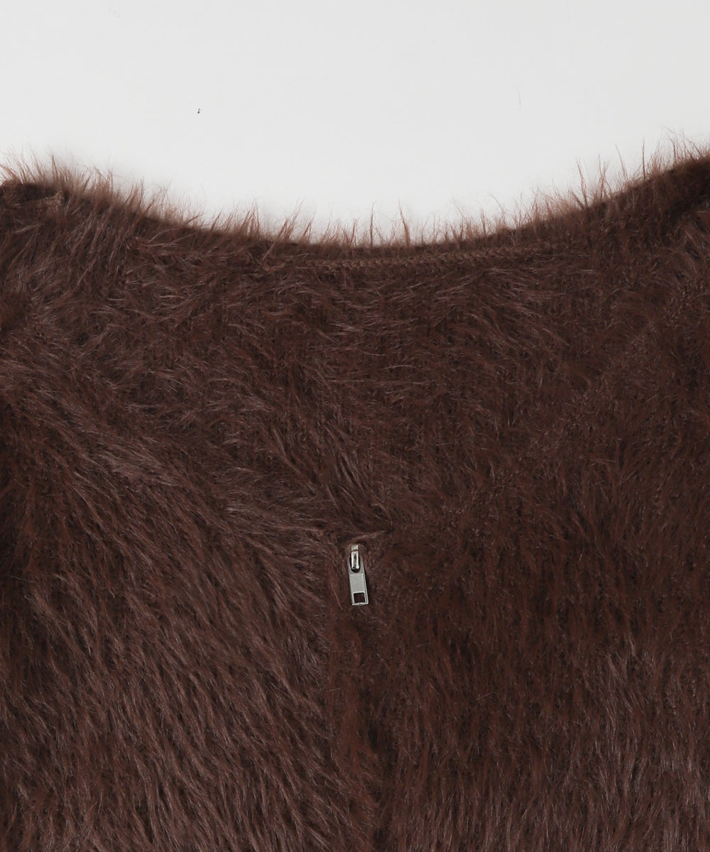 シャギーショートニットカーデ