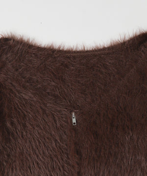 シャギーショートニットカーデ