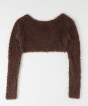 シャギーショートニットカーデ