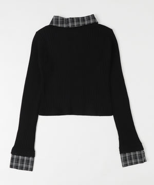 チェックドッキングWジップニット