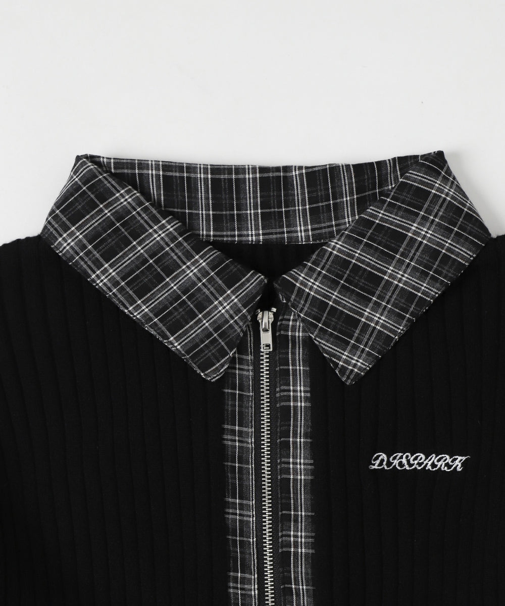 チェックドッキングWジップニット