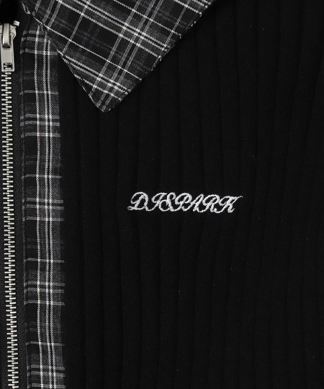 チェックドッキングWジップニット