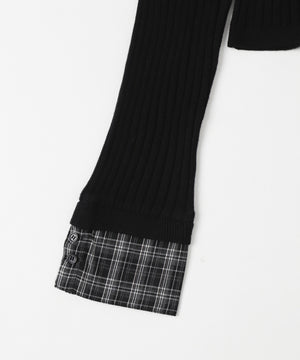 チェックドッキングWジップニット