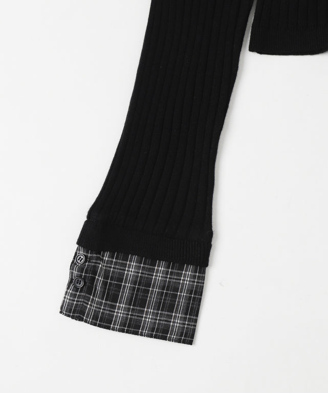 チェックドッキングWジップニット