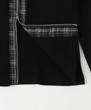 チェックドッキングWジップニット