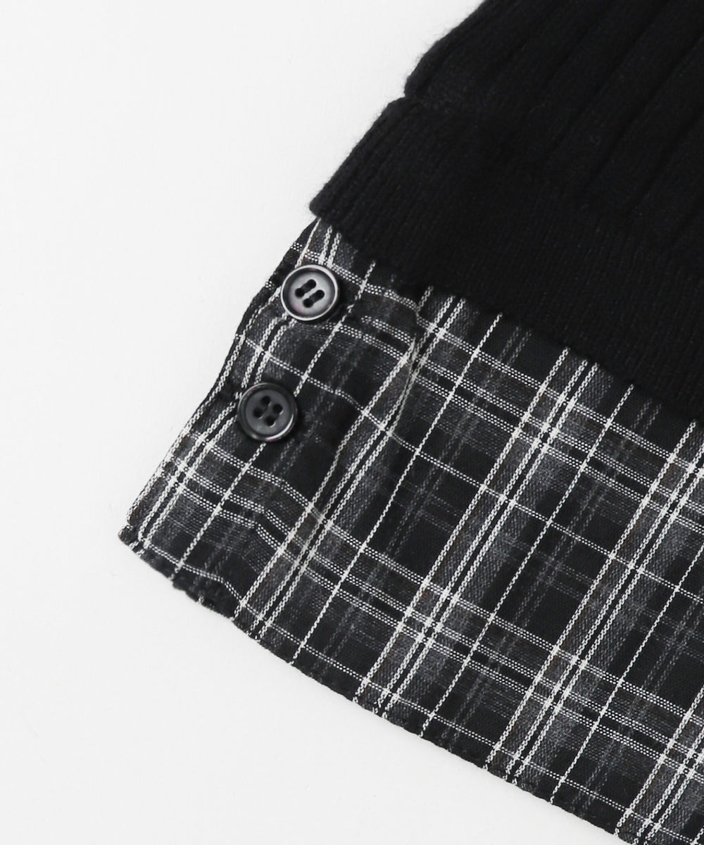 チェックドッキングWジップニット
