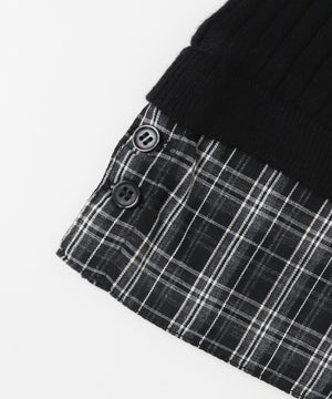 チェックドッキングWジップニット