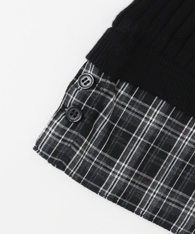 チェックドッキングWジップニット