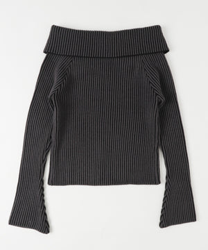 オフショルダブルジップニット