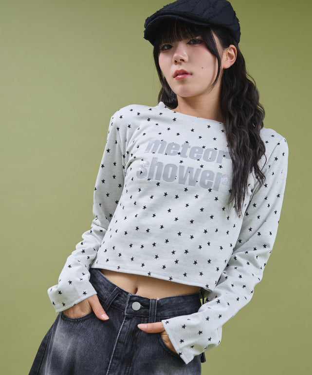 スターラメロゴトップ/グレー モデル：160cm F着用