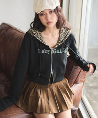 ラインストーンショートパーカー