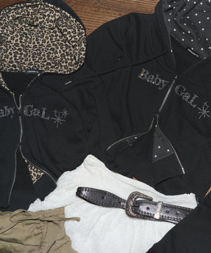 ラインストーンショートパーカー