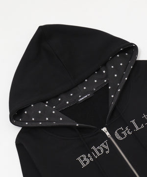 ラインストーンショートパーカー