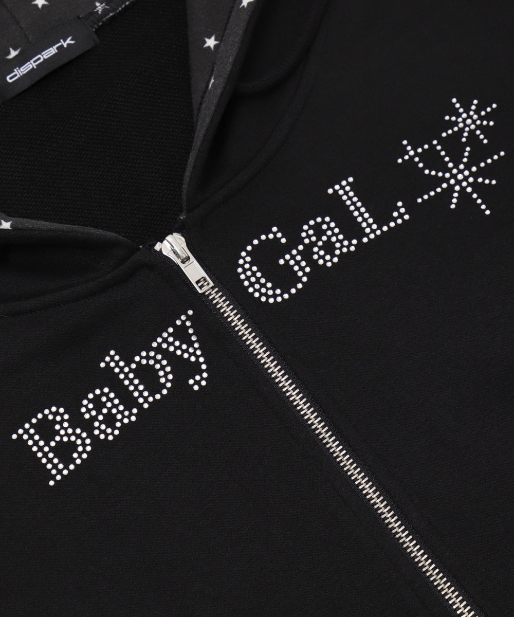 ラインストーンショートパーカー