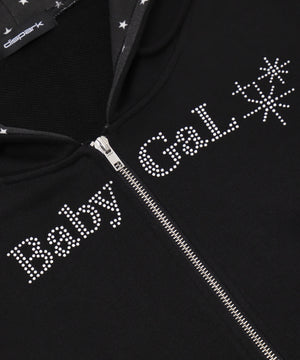 ラインストーンショートパーカー