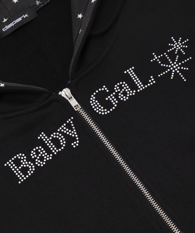 ラインストーンショートパーカー