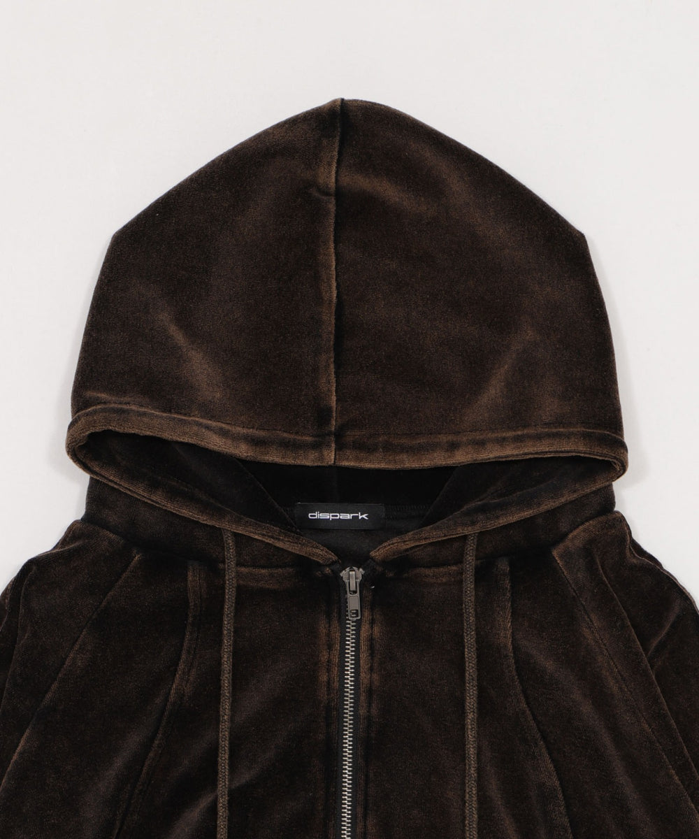 ベロア2ラインジップパーカー