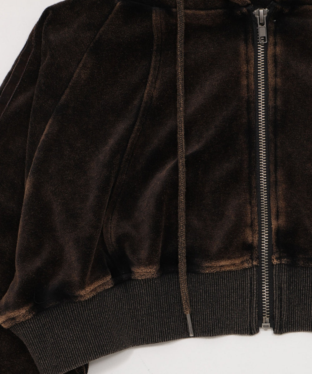 ベロア2ラインジップパーカー