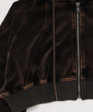 ベロア2ラインジップパーカー