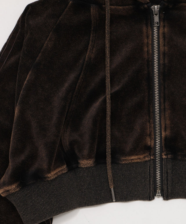 ベロア2ラインジップパーカー