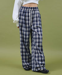 ワイドルーズチェックパンツ