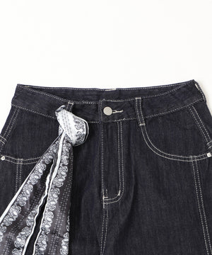 バンダナ付きリジットワイドデニム