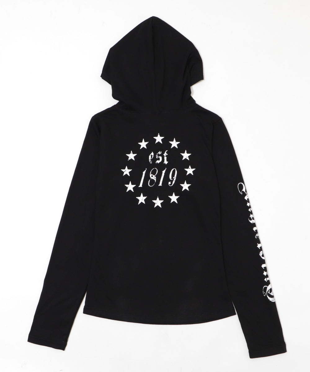 キーネックロゴデザインフーディー