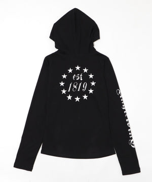 キーネックロゴデザインフーディー