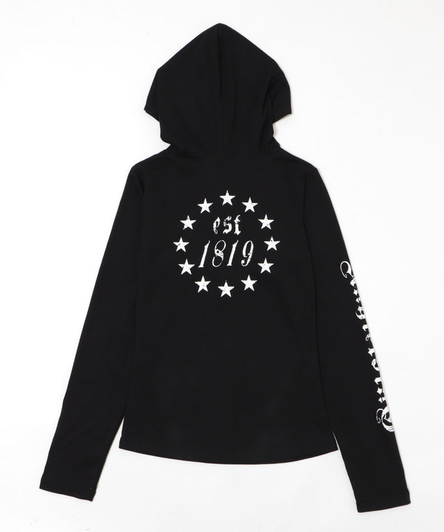 キーネックロゴデザインフーディー