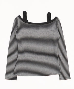 ロゴ刺繍ボーダーデザイントップ