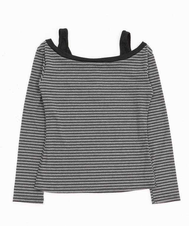 ロゴ刺繍ボーダーデザイントップ