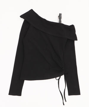 ベルトショルダーサイドギャザートップ