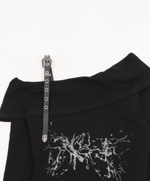 ベルトショルダーサイドギャザートップ