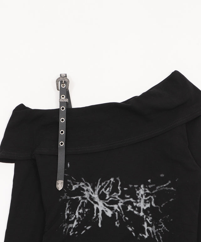 ベルトショルダーサイドギャザートップ