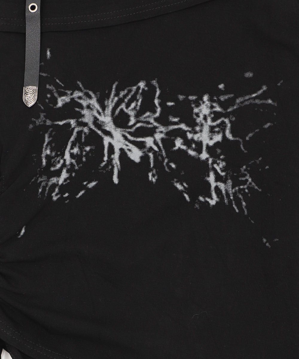 ベルトショルダーサイドギャザートップ