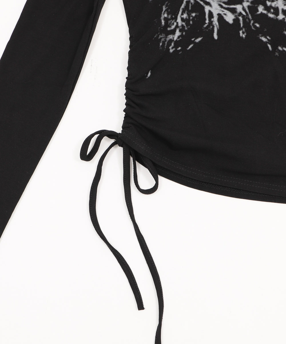 ベルトショルダーサイドギャザートップ