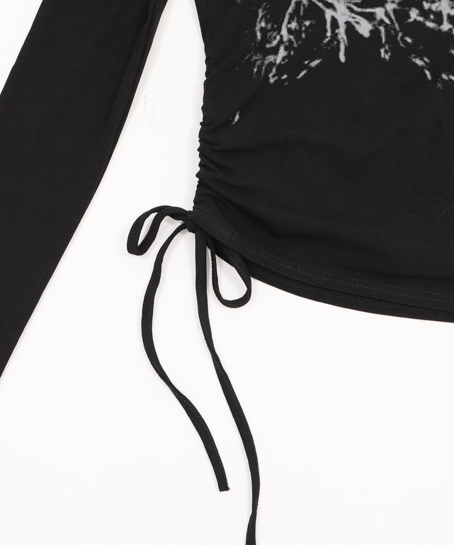 ベルトショルダーサイドギャザートップ