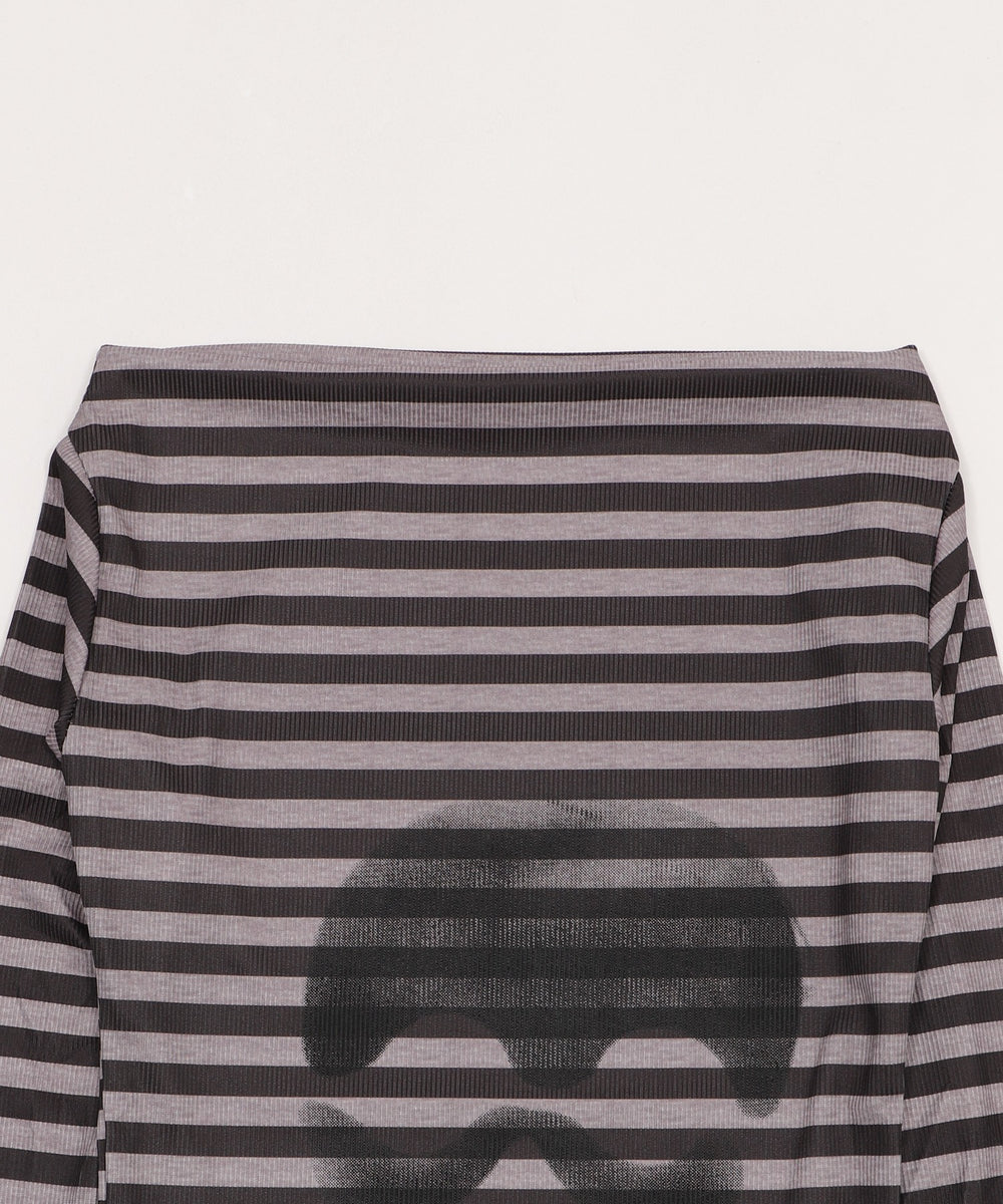 オフショルボーダードクロトップ