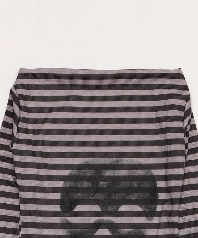 オフショルボーダードクロトップ