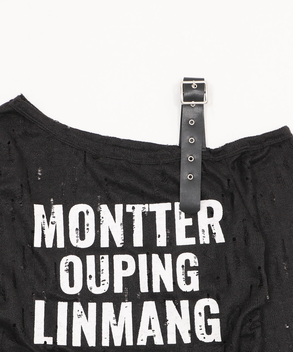 ベルトショルダーロゴニット