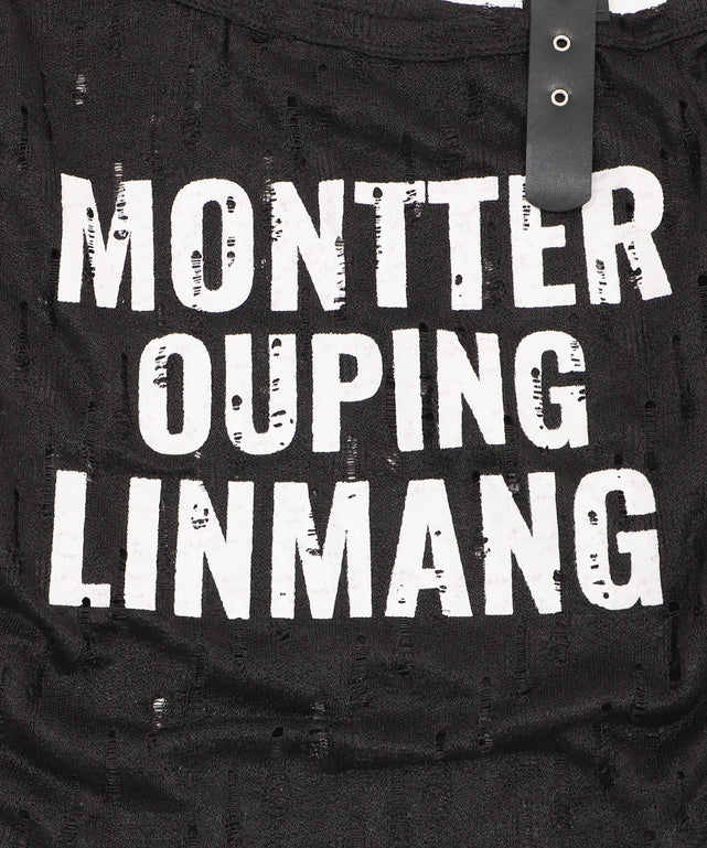 ベルトショルダーロゴニット