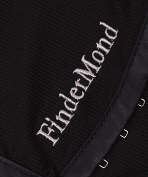 ロゴ刺繍レースフックカーデ